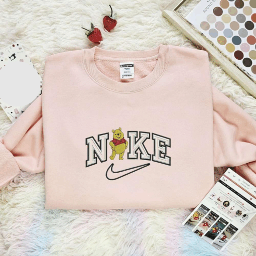 Happy Winnie The Pooh Embroidered Shirt Disney Characters Embroidered Hoodie