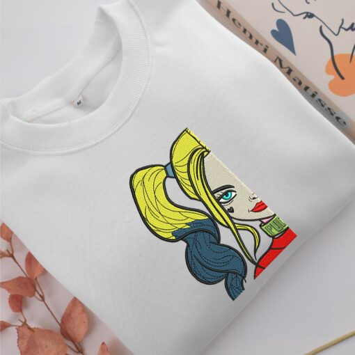 Harley Quinn Half Face Embroidery, Disneyland Embroidered Sweatshirt, Movie Disney Inspired, Best Gifts Idea For Him Her - Image 2
