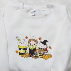 Harry Potter Horror Lattte Coffe Embroidered Shirt Funny Halloween Embroirdered Shirt Best Halloween Gifts for Family