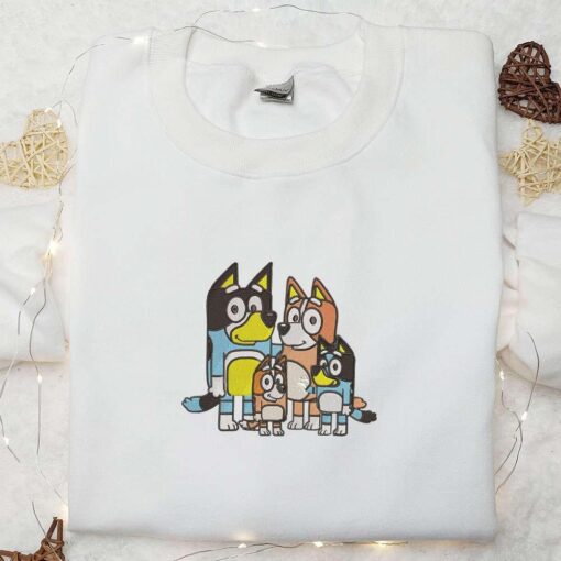 Heeler Family Embroidered Shirt Bluey Cartoon Embroidered Hoodie Best Gift Idea