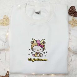 Hello Kitty Capricorn Embroidered Shirt Cute Embroidered Shirt Best Birthday Gifts for Daughter