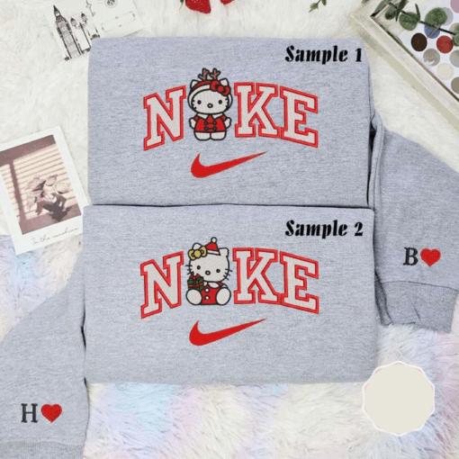 Hello Kitty Christmas Embroidered Couples Shirts