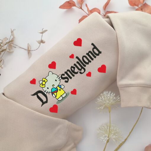 Hello Kitty Disneyland Embroidery, Disneyland Embroidered Sweatshirt, Movie Disney Inspired, Best Gifts Idea For Him Her