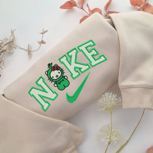 Hello Kitty Nike Green Embroidery, Disneyland Embroidered Sweatshirt, Movie Disney Inspired, Best Gifts Idea For Him Her