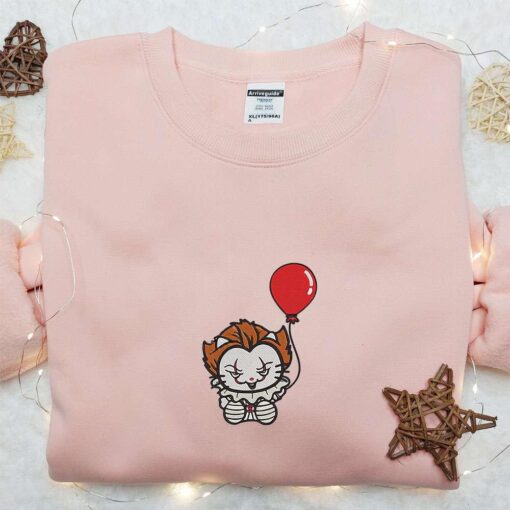 Hello Kitty Pennywise Embroidered Sweatshirt Horror Movie Embroidered Hoodie Best Halloween Gift Ideas
