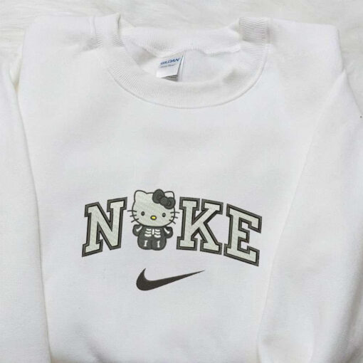Hello Kitty Skeleton x Nike Cartoon Embroidered Sweatshirt Nike Inspired Embroidered Shirt Best Halloween Gift Ideas