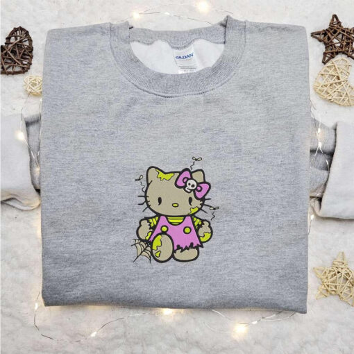Hello Kitty Zombie Embroidered Sweatshirt Cartoon Embroidered Hoodie Best Halloween Gift Ideas