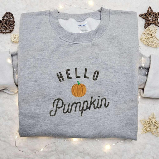 Hello Pumpkin Embroidered Shirt Vintage Halloween Embroidered Shirt Happy Halloween Embroidered Shirt 4