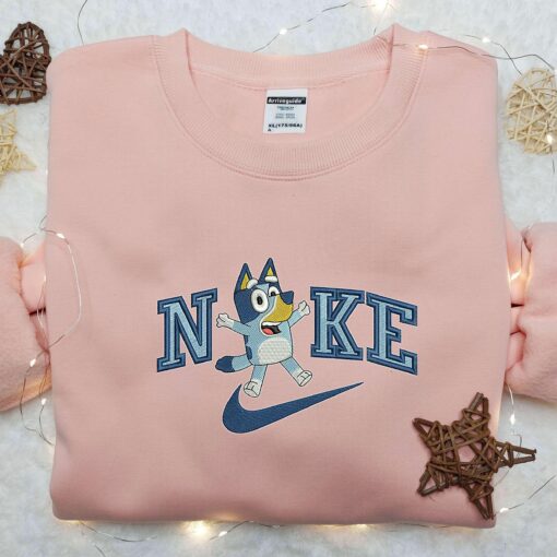 Hey Bluey x Nike Embroidered Shirt Custom Nike Embroidered Shirt The Bluey Embroidered Shirt