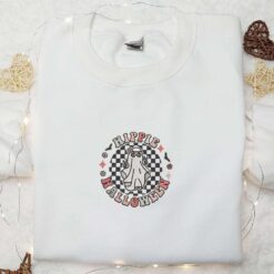 Hippie Halloween Ghost Embroidered Sweatshirt Vintage Halloween Embroidered Shirt Best Halloween Gift Ideas