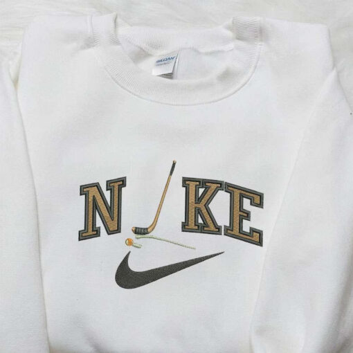 Hockey Stick x Nike Embroidered Sweatshirt NHL SPport Embroidered Shirt Nike Inspired Embroidered Shirt