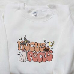 Hocus Focus Groovy Funny Halloween Embroidered Sweatshirt Halloween Embroidered Hoodie Best Halloween Gifts