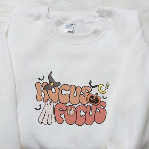 Hocus Focus Groovy Funny Halloween Embroidered Sweatshirt Halloween Embroidered Hoodie Best Halloween Gifts