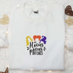Hocus Pocus Bitches Sanderson Sisters Embroidered Sweatshirt Halloween Embroidered Shirt Best Halloween Gift Ideas