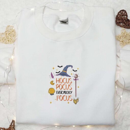Hocus Pocus Everybody Focus Halloween Embroidered Sweatshirt Vintage Halloween Embroidered Hoodie Best Halloween Gifts for Family
