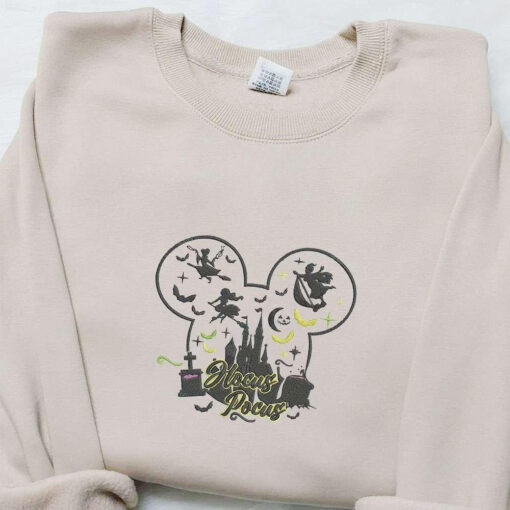 Hocus Pocus Sanderson Sisters Disney Castle Embroidered Sweatshirt Halloween Embroidered Shirt Best Halloween Gift Ideas