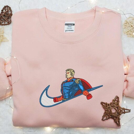 Homelander x Nike Swoosh Movie Embroidered Shirt Nike Inspired Embroidered Shirt Best Gift for Family