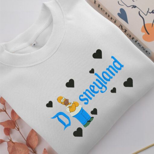 Homer Simpson Disneyland Embroidery, Disneyland Embroidered Sweatshirt, Movie Disney Inspired, Best Gifts Idea For Him Her - Image 2