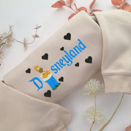 Homer Simpson Disneyland Embroidery, Disneyland Embroidered Sweatshirt, Movie Disney Inspired, Best Gifts Idea For Him Her