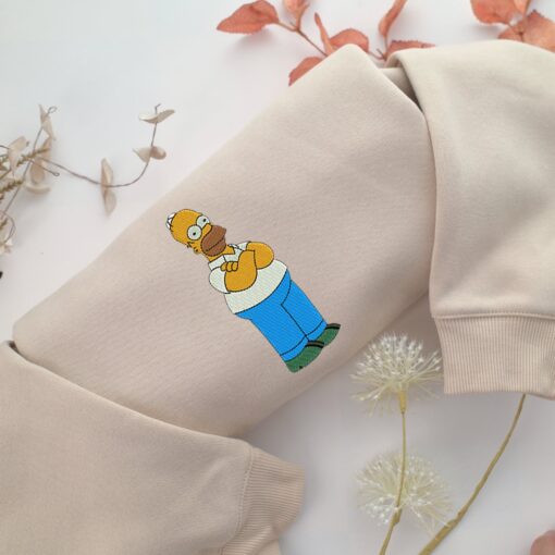 Homer Simpson Embroidery, Disneyland Embroidered Sweatshirt, Movie Disney Inspired, Best Gifts Idea For Him Her