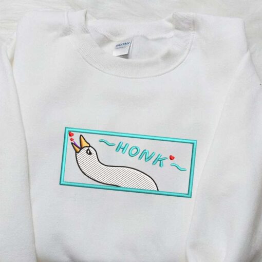 Honk Love Heart Silly Goose Embroidered Shirt Animal Embroidered Shirt Cute Embroidered Shirt