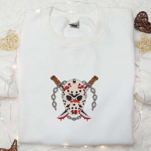Horror Bloody Knife Killer Embroidered Hoodie Scary Halloween Embroidered Sweatshirt Best Gifts for Halloween Lovers