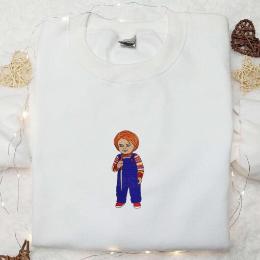 Horror Doll Chucky Embroidered Shirt Chucky the Serial Killer Silhouette Horror Movie Embroidered Shirt Best Halloween Gifts