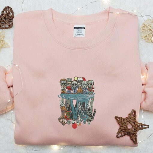 Horror Film Group Embroidered Sweatshirt Horror Characters Embroidered Hoodie Halloween Embroidered Shirt