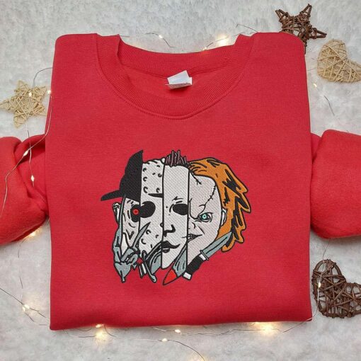 Horror Friends Embroidered Sweatshirt Horror Movie Embroidered Shirt Best Halloween Gift Ideas