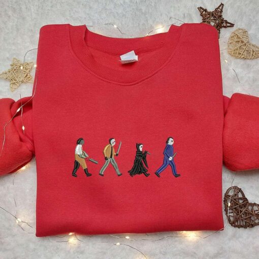 Horror Gang Embroidered Shirt Happy Halloween Embroidered Sweatshirt Best Gifts for Halloween Lovers