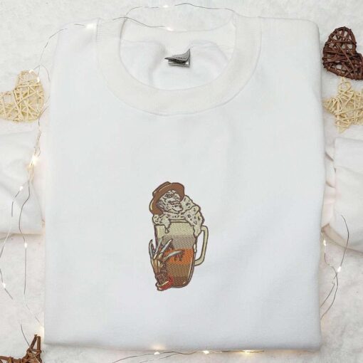 Horror Latte Embroidered Shirt Halloween Embroidered Shirt Best Halloween Gifts for Family