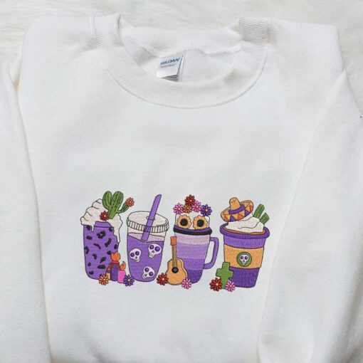 Horror Lattte Coffe Embroidered Shirt Funny Halloween Embroirdered Shirt Best Halloween Gifts for Family