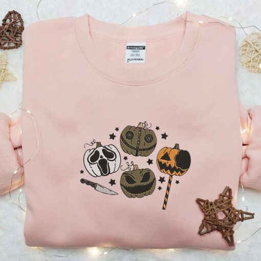 Horror Movie Pumpkins Jack O Lantern Embroidered Sweatshirt Horror Movie Embroidered Shirt Best Halloween Gift Ideas
