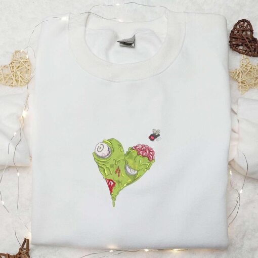 Horror Zombie Heart Embroidered Sweatshirt Horror Embroidered Hoodie Amazing Halloween Embroidered T shirt