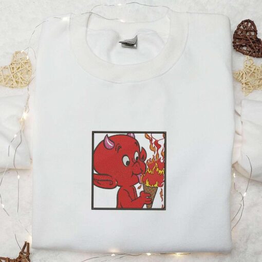 Hot Stuff The Little Devil Embroidered Shirt Cool Halloween Embroidered Shirt Best Gifts for Halloween Lovers