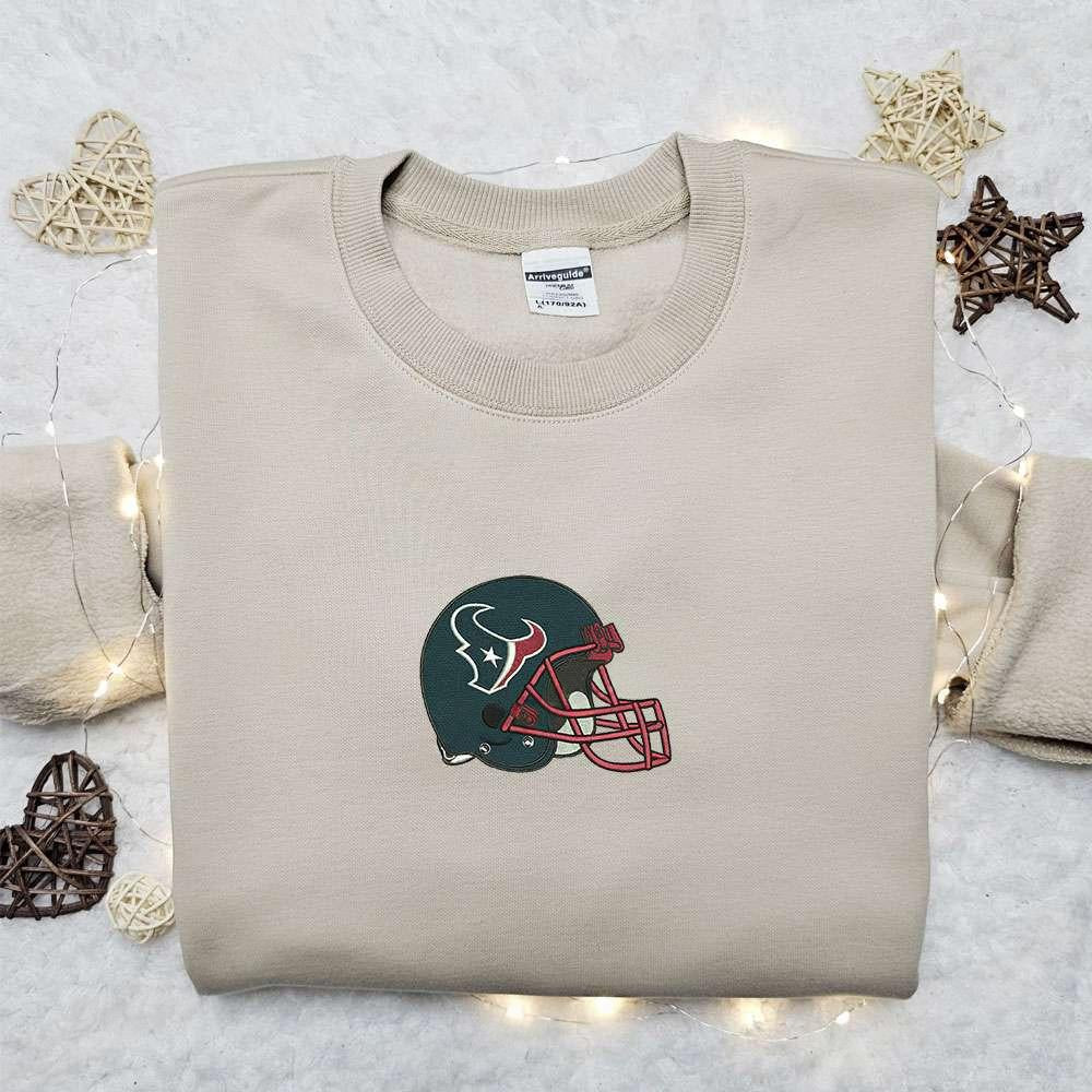 Houston Texans Helmet Embroidered Shirt NFL Sports Embroidered Hoodie Best Gift Idea