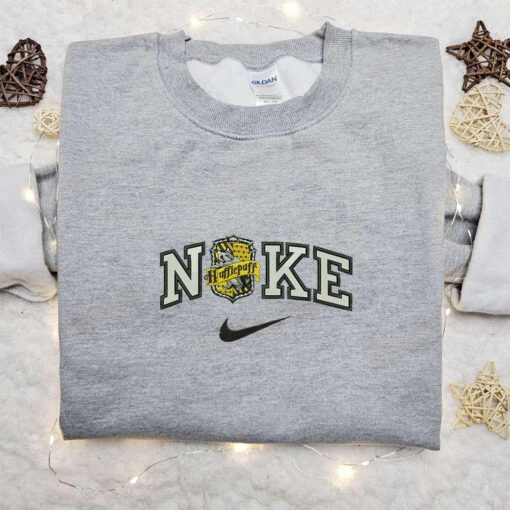 Hufflepuff Logo x Nike Embroidered Shirt Harry Potter Movie Embroidered Hoodie Nike Inspired Embroidered Sweatshirt