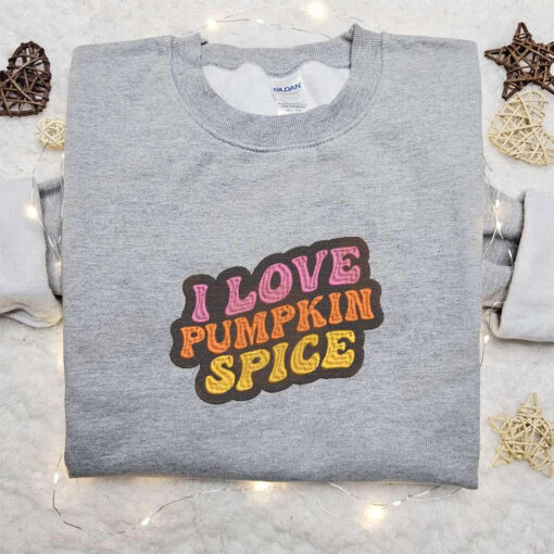 I Love Pumpkin Spice Embroidered Shirt Vintage Halloween Embroidered Shirt Spirit Halloween Embroidered Shirt