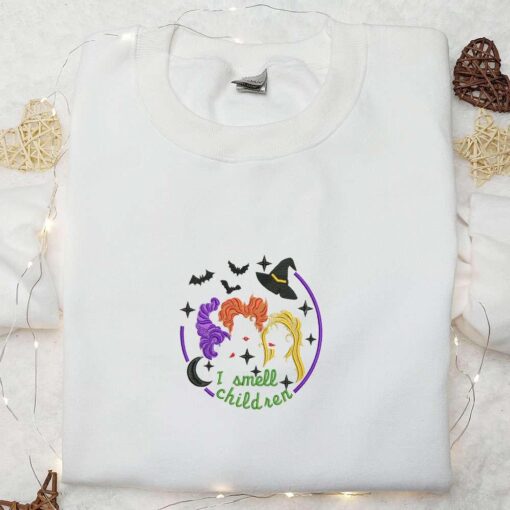 I Smell Children Cute Witch Sanderson Sisters Embroidered Shirt Halloween Horror Embroidered Shirt Cute Halloween Embroidered Shirt