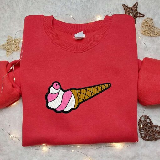 Ice Cream x Nike Swoosh Embroidered Shirt Favorite Food Embroidered Shirt Nike Inspired Embroidered Shirt