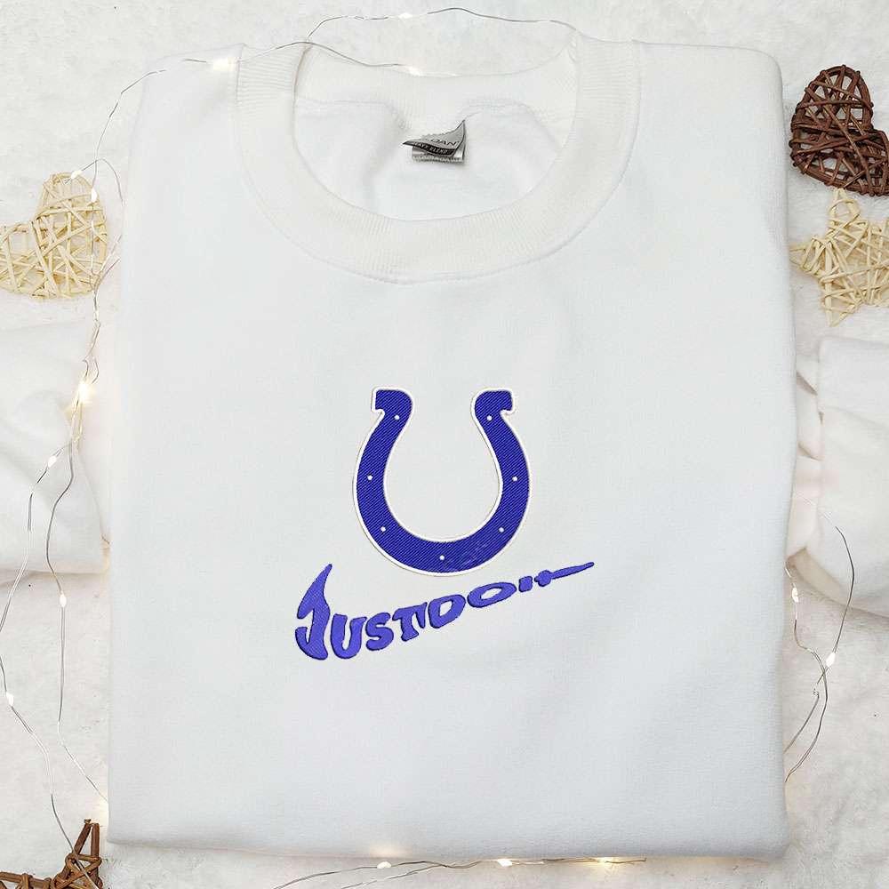 Indianapolis Colts Just Do It x Nike Swoosh Embroidered Shirt NFL Sports Embroidered Hoodie Best Gift Idea