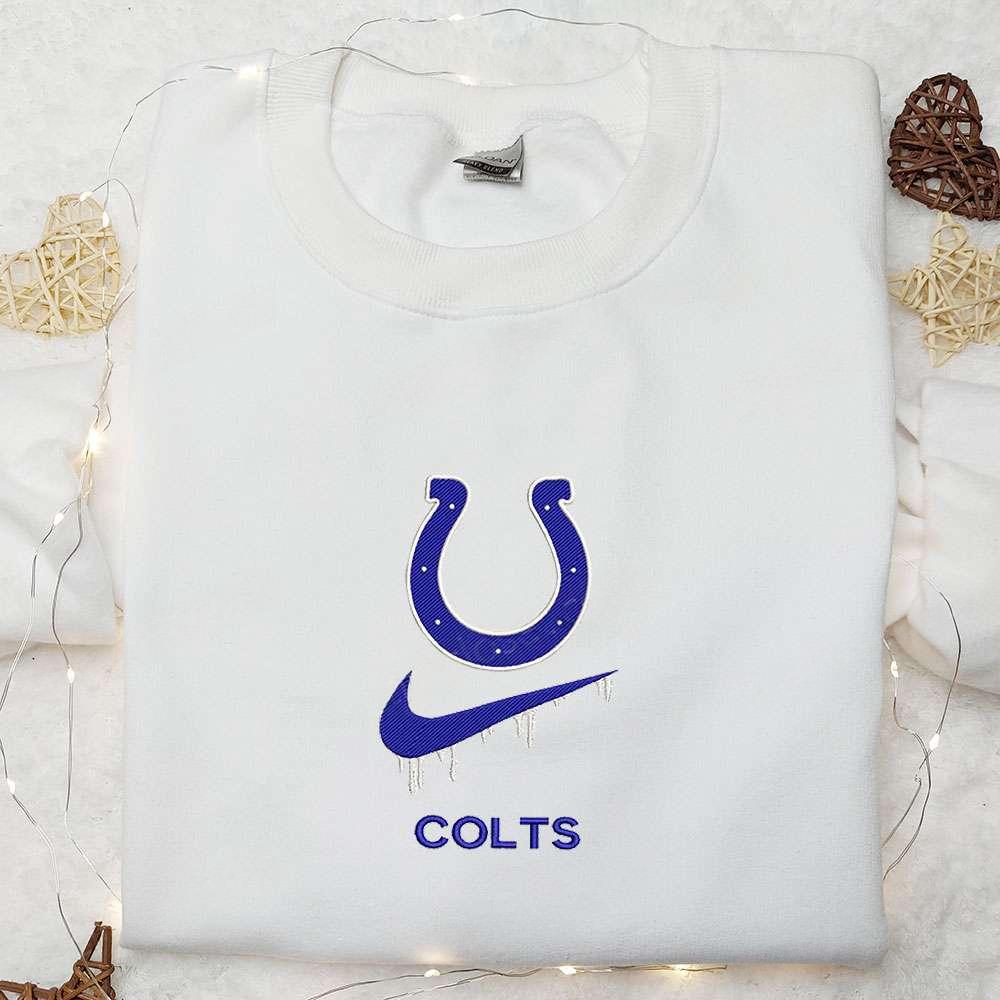 Indianapolis Colts x Nike Swoosh Embroidered Shirt NFL Sports Embroidered Hoodie Best Gift Idea 1