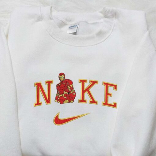 Iron Man x Nike Embroidered Shirt Nike Inspired Embroidered Hoodie Marvel Embroidered Sweatshirt 1