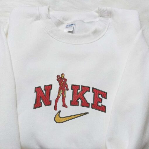 Iron Man x Nike Movie Embroidered Sweatshirt Marvel Universe Embroidered Shirt Nike Inspired Embroidered Shirt