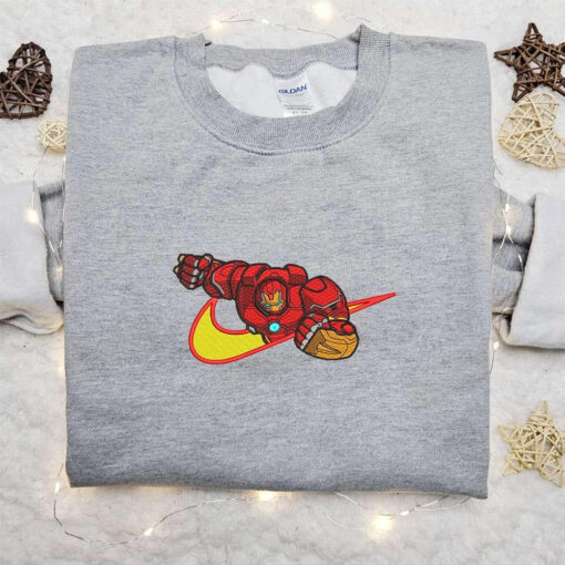 Iron Man x Nike Swoosh Movie Embroidered Sweatshirt Marvel Universe Embroidered Shirt Nike Inspired Embroidered Shirt