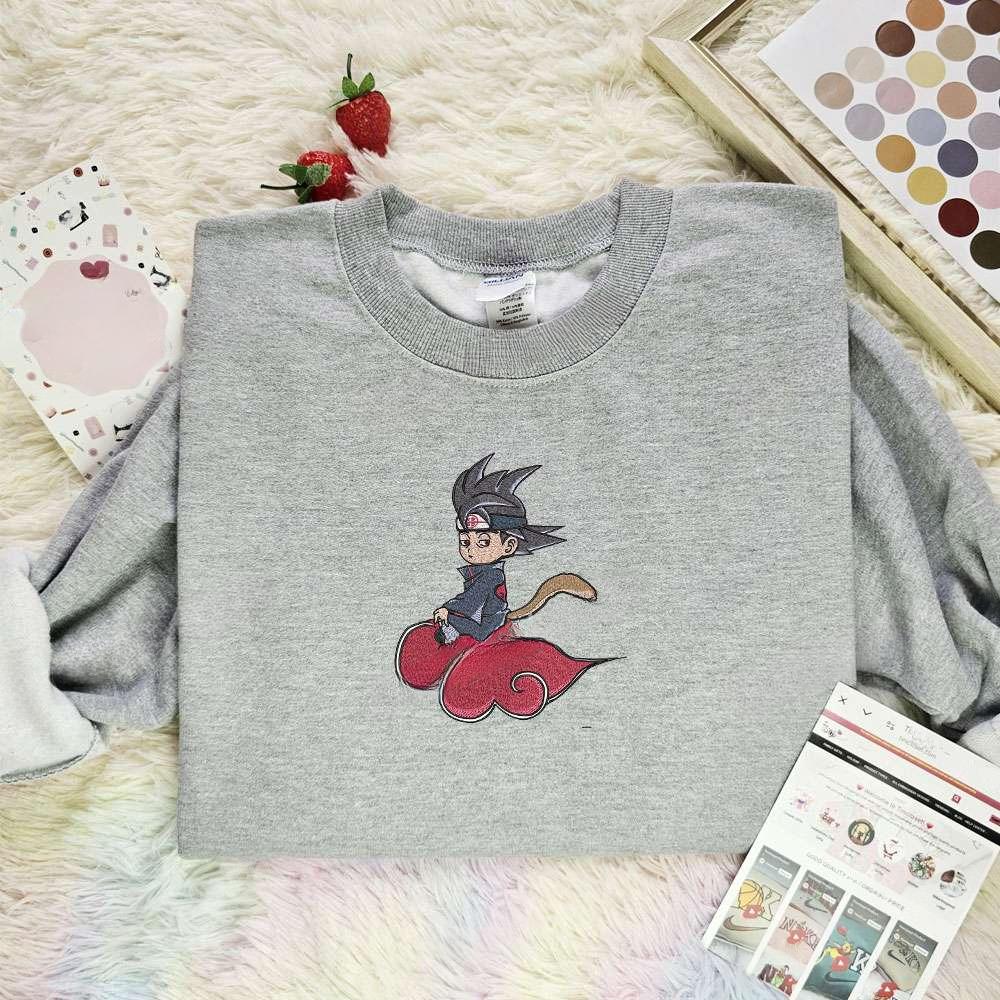 Itachi Uchiha Akatsuki Red Cloud Naruto Anime Embroidered Shirt , Anime Embroidered T-shirt Sweatshirt Hoodie, Inspired Anime Movie, Best Gift for Anime Fans