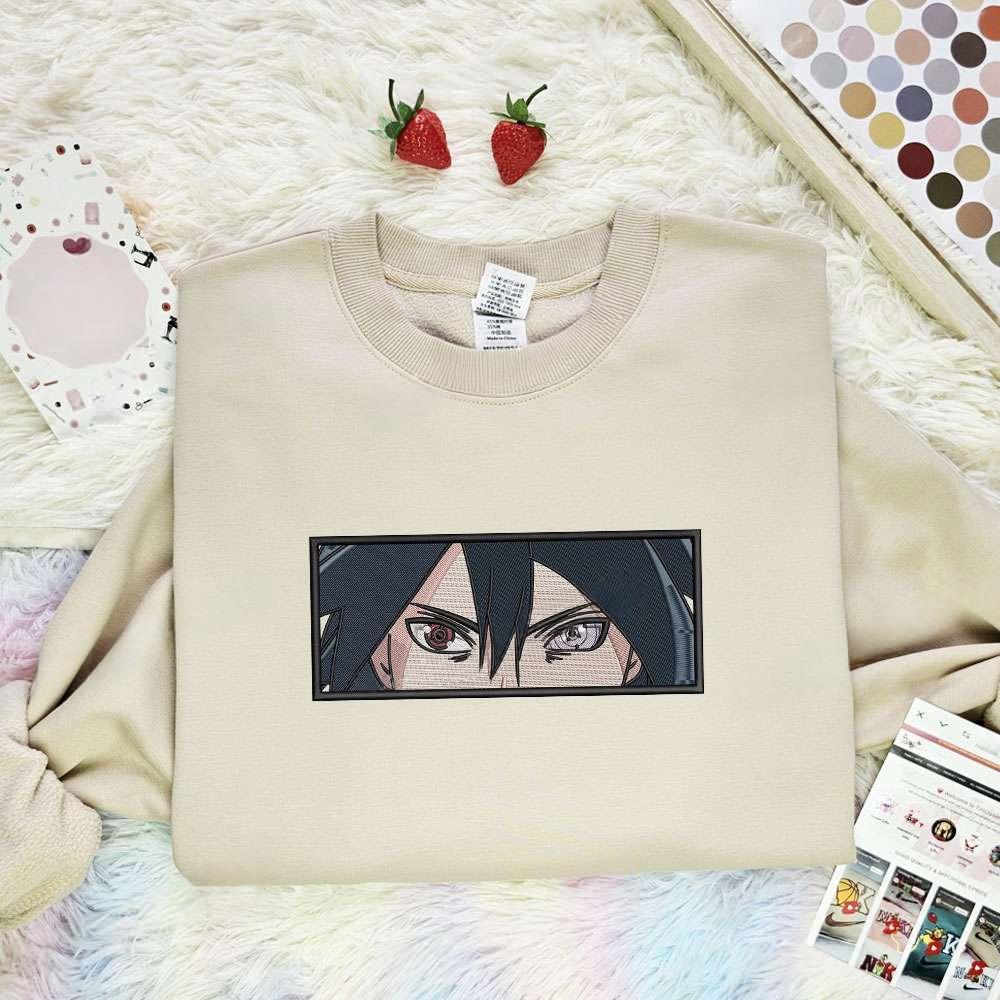 Itachi Uchiha Eyes Naruto Anime Embroidered Shirt , Anime Embroidered T-shirt Sweatshirt Hoodie, Inspired Anime Movie, Best Gift for Anime Fans