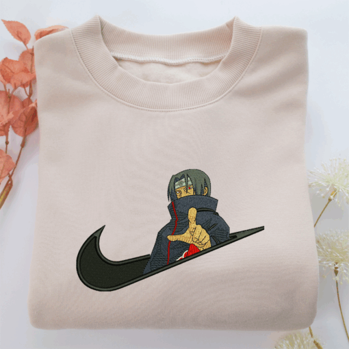 Itachi Uchiha Swoosh Nike Embroidered Sweatshirt, Nike Movie Inspired, Best Gifts Idea For Him Her