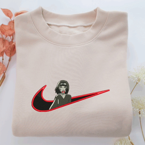 Itachi Uchiha Swoosh v4 Nike Embroidered Sweatshirt, Nike Movie Inspired, Best Gifts Idea For Him Her