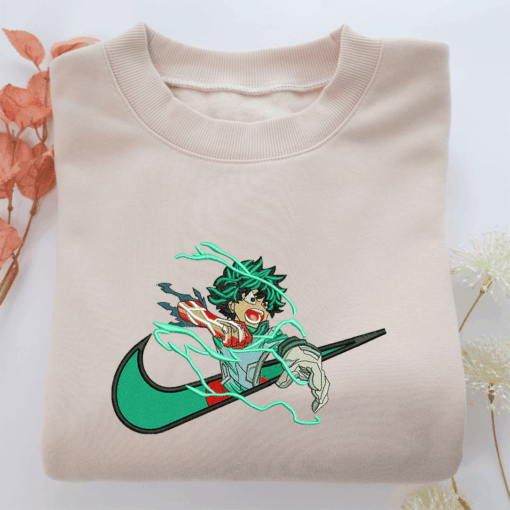 Izuku Midoriya Swoosh Nike Embroidered Sweatshirt, Nike Movie Inspired, Best Gifts Idea For Him Her